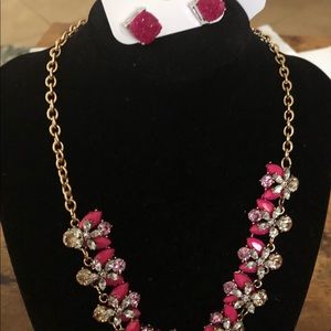 Pink and gold statement necklace and earrings. NWT